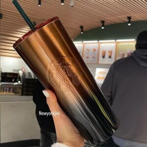 New Copper Gold Black Ombré Gradient 24oz Stainless Steele Starbucks Tumbler